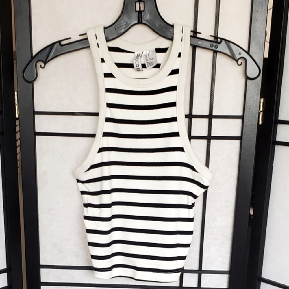 Divided Monochrome Striped Tank Top